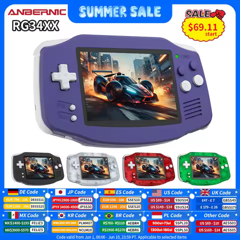 Anbernic RG 34XX Handheld Game Console 3.4” IPS 720*480 Screen Linux 64-bit 3500mAH Bluetooth RG34XX