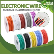 Flexible Stranded Tinned Copper Wire – 22AWG & 24AWG Electronic Cable Red, Black, Yellow