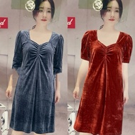 Ladies Retro Gastby 70th Century Prom Night Event Party Velvet Dress 复古潮流连衣裙