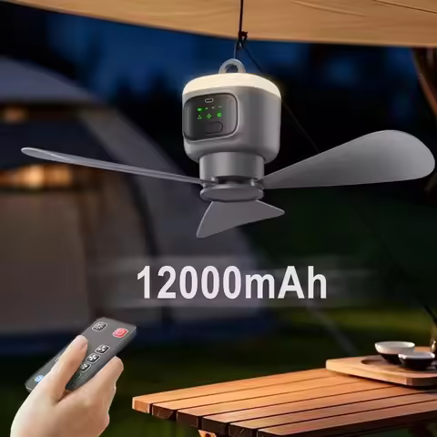 12000mAh & 8000mAh Portable Ceiling Fans Outdoor Camping Fan Tent Air Circulator Cooler Rechargeable