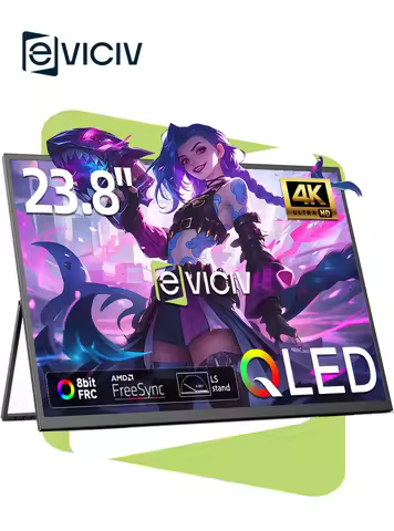 EVICIV 23.8” 4K QLED Portable Monitor UHD 3840*2160 100%sRGB External Gaming Screen Built-in VESA St