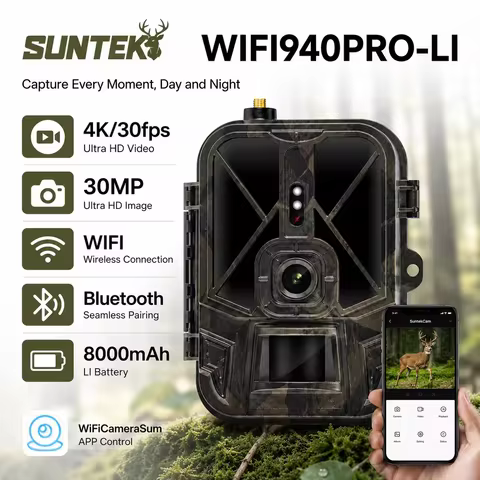 Live Stream Trail Camera 4K Video 30MP WiFi APP No 4G Network Hunting Cameras With 8000mAh Li-Batter