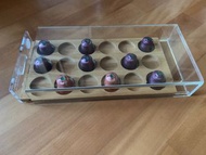 全新咖啡膠囊收納盒透明壓克力盒New coffee capsule storage box acrylic box with bamboo tray連可推拉竹底座, 適合放置18粒咖啡膠囊通用大部分咖