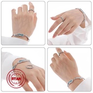 Blue Wave Bracelet Ring Niche High-end Design Bracelet Couple Fashion Ring Accessories Y8O0