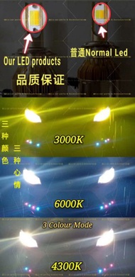 3000k 4300k 6000k 8000k 3 three Colour  Led headlight H1/H3/H4/H7/H8 H11 H16 HB3=9005 Fog lamp light
