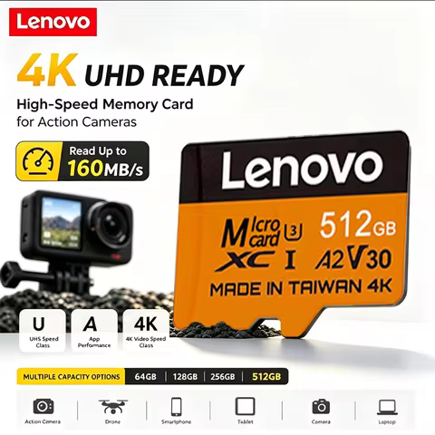 Lenovo 512GB V30 U3 Micro SD Card 128GB 256GB TF Memory Card for DJI Compatible Flash Cards High-Spe