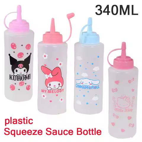 Sanrio Hello Kitty Squeeze Sauce Bottle Cute Plastic Condiment Bottles Ketchup BBQ Olive Oil Bottle 