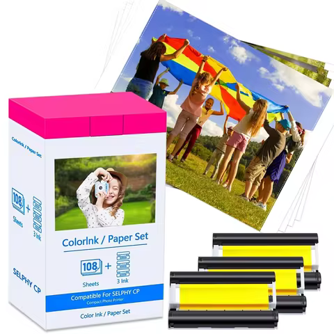 KP-108IN/ KP-36IN Ink Cassette Photo Paper Set Compatible for Canon Printer Selphy CP1500 CP1300 CP1