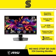 MSI MAG 272UP QD-OLED X24 Gaming Monitor - 3840x2160/240Hz/0.03ms/HDMI/DP/Type-C