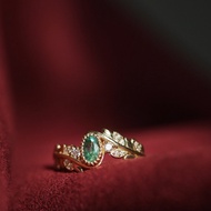 < Street Hee Yanye > 18K Gold Inlaid Diamond Light Luxury Olive Branch Ring JX8Q