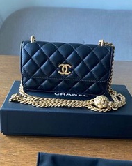 😍 chanel classic flap bag woc lamb skin wallet on chain gold hardware 山茶花包 可調節肩帶