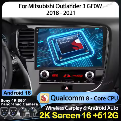 Android 16 Car Radio For Mitsubishi Outlander 3 GF0W 2018 - 2021 Qualcomm 2DIN GPS NAVI 4G WIFI Mult