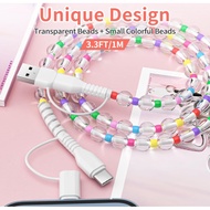 66W Type C Cable 4 in 1 Multi Beaded Cord MFi Certified 3.3FT Fast Charging Cable for Phone 14 13 12