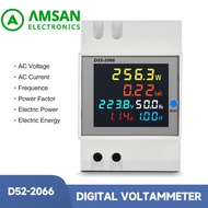 D52-2066 Din Rail AC monitor 6IN1 Display Smart Meter 110V 220V 380V 100A Voltage Current Power Freq