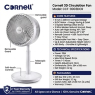 Cornell 9 inch 3D Circulation Fan BLDC Motor 12 Speeds 8m/s 45°/90° Swing 7H Timer CCF-9003DCR