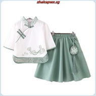 Summer New Chinese Style Tang Costume Han Costume Antique Small Girls and Teen Girls Three-Quarter S