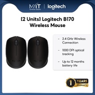 [2 Units] Logitech B170 Wireless Mouse, USB Nano Receiver, Optical Tracking, Ambidextrous, Black(910