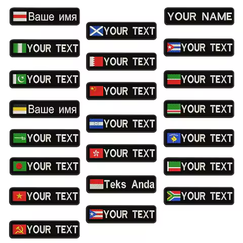 1PC 10cmX2.5cm Custom Name Flag Patch Stripes Badge Iron On Republic of Belarus Russian Empire Niger