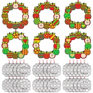 Epakh 30 Pcs Back to School Craft Kit Color Your Own Wreath Crafts DIY Coloring Apple Crafts First D