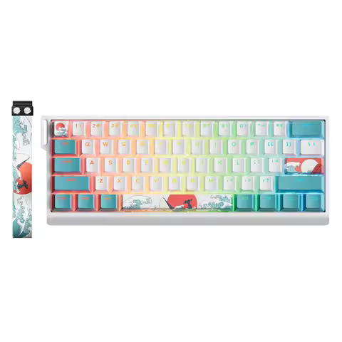 XVX Hot Swappable H61 Aluminum Keyboard 60% PCB rgb Backlight White Kanagawa Wired Keyboard Russian 