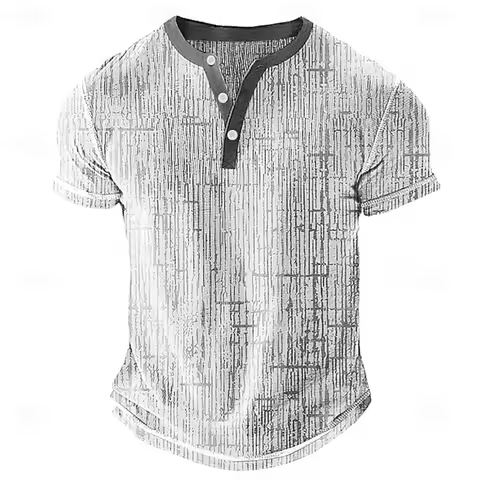 Summer 3D Minimalist Men's Polo Shirt T-Shirt 3D Textured Print V-Neck Short-Sleeve Top Relaxed Fit 