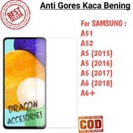 Samsung A51 A52 A52s A5 2016 2017 2018 A6+ Plus Anti-Scratch Clear Tempered Glass Screen Guard Prote