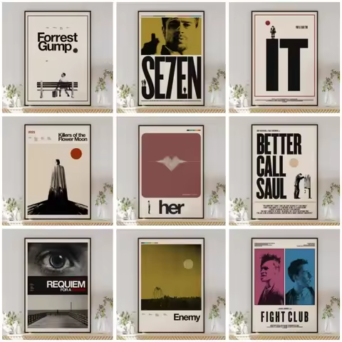 Forrest Gump Movie Poster Se7en Film Posters & Picture Fight Club Enemy Canvas Painting Wall Art Hom