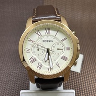 Fossil FS4991 Grant Cream Dial Brown Leather Analog Chronograph Men Casual Watch