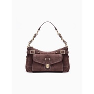 HIATUS Retro vintage Suede Lock Chain Shoulder Armpit Bag Middle-aged Suede Machine Literary Small S