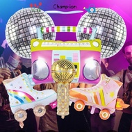 CHAMPIONO 4/6pcs Roller Skate Balloon Set, 4D Hip Hop 4D Disco Air Ball, Inflatable 80s 90s Retro Th