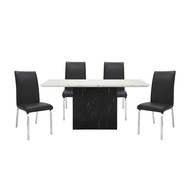 INDEX LIVING MALL ชุดโต๊ะอาหาร รุ่นลาโมด้า+ซาว่า (โต๊ะ 1+เก้าอี้ 4) - สีขาว/ดำ