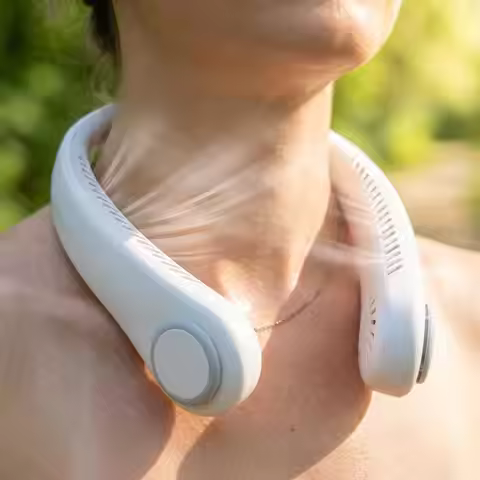 Portable Bladeless Neck Fan Rechargeable 3 Speeds Adjustable Cooling Fan Hands-Free Bladeless Neck F