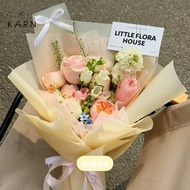 (20 Sheets) Premium Semi-Transparent Paper Waterproof Hard To Tear Size 56*52 cm Wrapped In Flower B