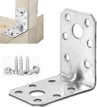 50 PCS 2" x1-3/8 x2 Steel Right Angle Brackets with 16 Screws, Heavy Duty Corner Braces for Wood Fur
