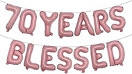 70 Years Blessed Multicolor Glitter Balloon Banner, 70th Birthday/Wedding Anniversary Party Decorati