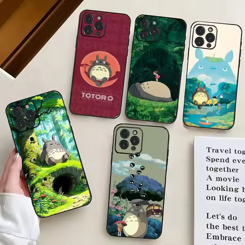 1PC Cartoon for-T-T-TotoroS Phone Case Silicone Soft For iPhone 16 15 14 13 12 11 X XR Plus Pro Max 