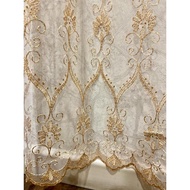 vintage garden vitrase gorden renda bordir lace coklat gold minimalis