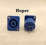 Socket Speakon biru drat gold Merk Huper HUE-103 4P-A