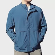 【HAKERS 哈克士】男款 涼感防曬輕薄立領外套(抗UV/防潑水/踏青健行/休閒旅遊) M 陶瓷藍