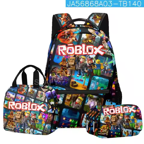 ROBLOX Virtual World Primary and Secondary School Girls Schoolbag Backpack Lunch Bag Double-layer Pe
