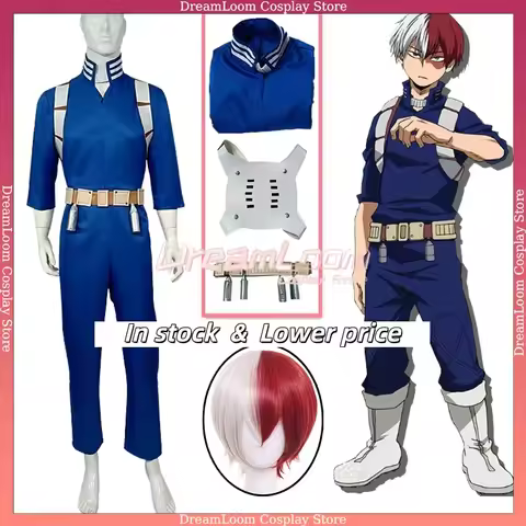 Todoroki Shoto Anime Cosplay Costume Jumpsuits Straps Prop Belt Wig Set Halloween Party Play Clothin
