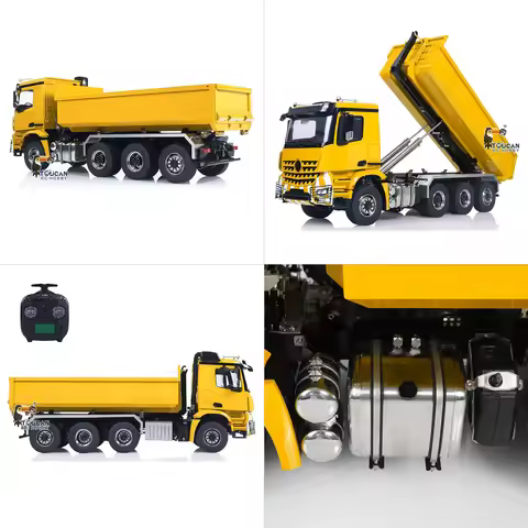 8x8 RC Metal Full Dumper Truck 1/14 Scale Hydraulic Roll On Off 3-Speed Remote Control Car with Rear
