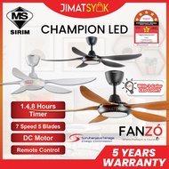 FANZÓ Fan FANZO CHAMPION LED Fan 56 Inch 5 Blades 7 Speed DC Motor 3 Colour LED Light Ceiling Fan Kipas Siling Syiling