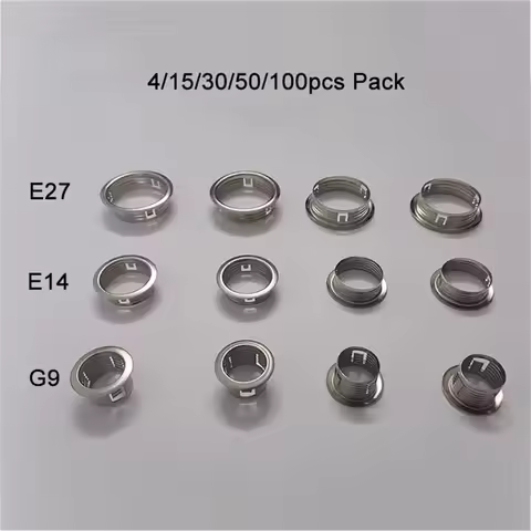 Silver G9 E14 E27 Metal Thread Socket Ring, Zinc Galvanised 20mm 27mm 40mm Screw Adapter Rings for E
