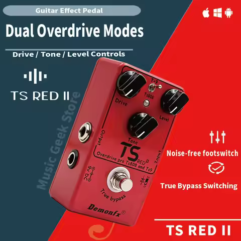 DemonFX TS RED II Overdrive Guitar Pedal TS808 TS9 Dual Mode True Bypass Mini Effect with SOS Infini