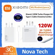 Xiaomi 120W 67W HyperCharge Turbo Fast Charging Adapter UK Plug With 6A 1.5m Type C to C Cable For X