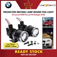Universal 55W H3 Halogen Bulb Metal Clear Glass Lens Projector Driving Lamp Fog Light 2400LM 12V