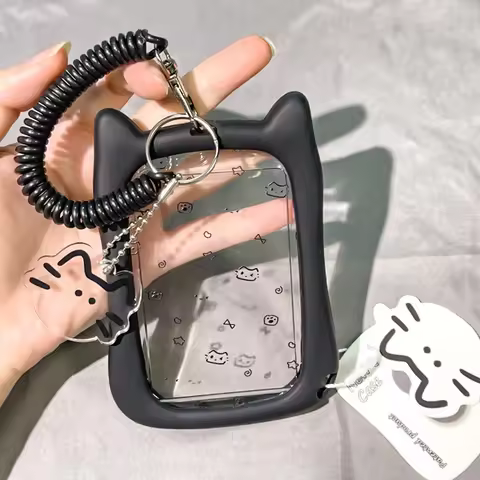 Cat Ear Photocard Holders Cute Photo Frame Student Campus Meal Card Cover Backbag Pendant Ornament K