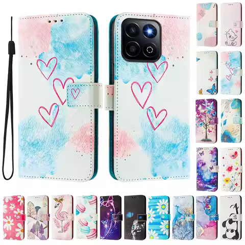 Coloured Drawing Wallet Case for Honor X6A X6 X6S X6B X7B X7A X8 X8A X8B X9B X9A X9 X40 X40i Shockpr