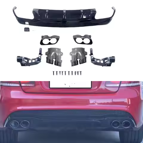 Car Rear Bumper Diffuser Spoiler Tail Pipe Exhaust Tip Boot Bodykit For Mercedes Benz C207 E Coupe E